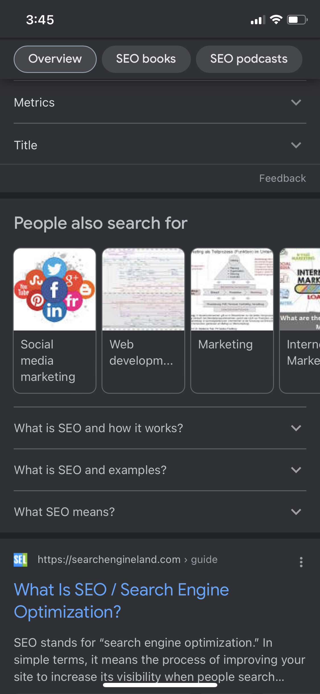 People also search for in mobile results