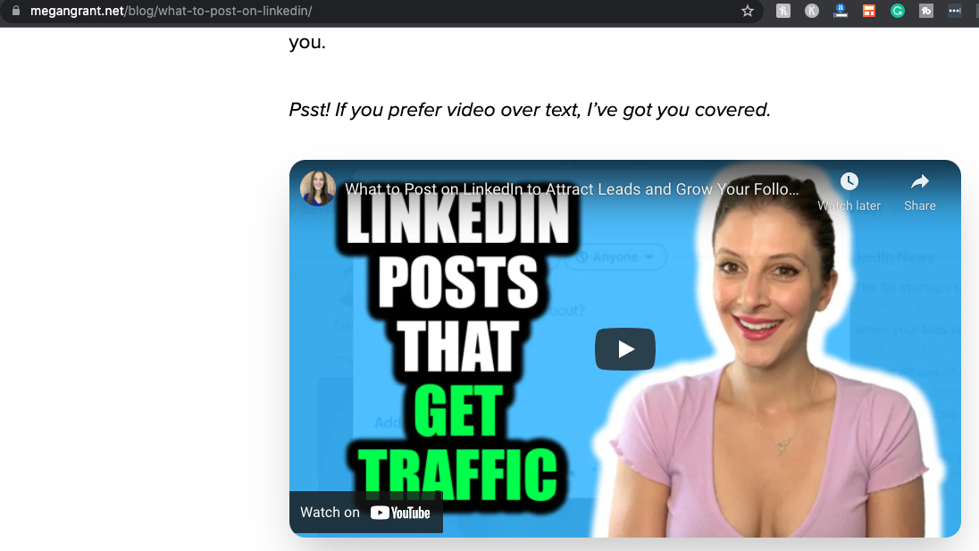 YouTube video embedded in a blog post